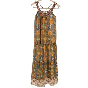 Boho Maxi‎ Halter Tiered Dress Angie Boutique Fairy Sequin